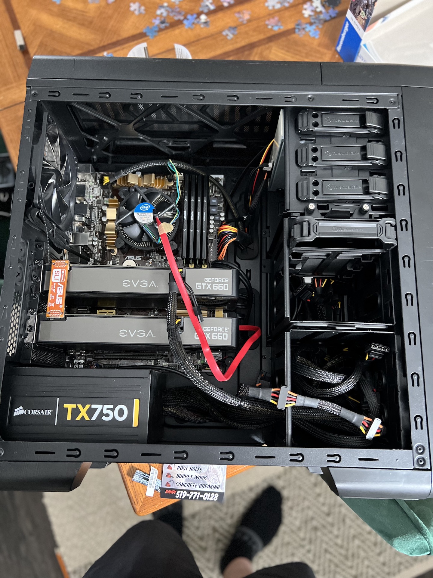 The clean interior of a gaming computer